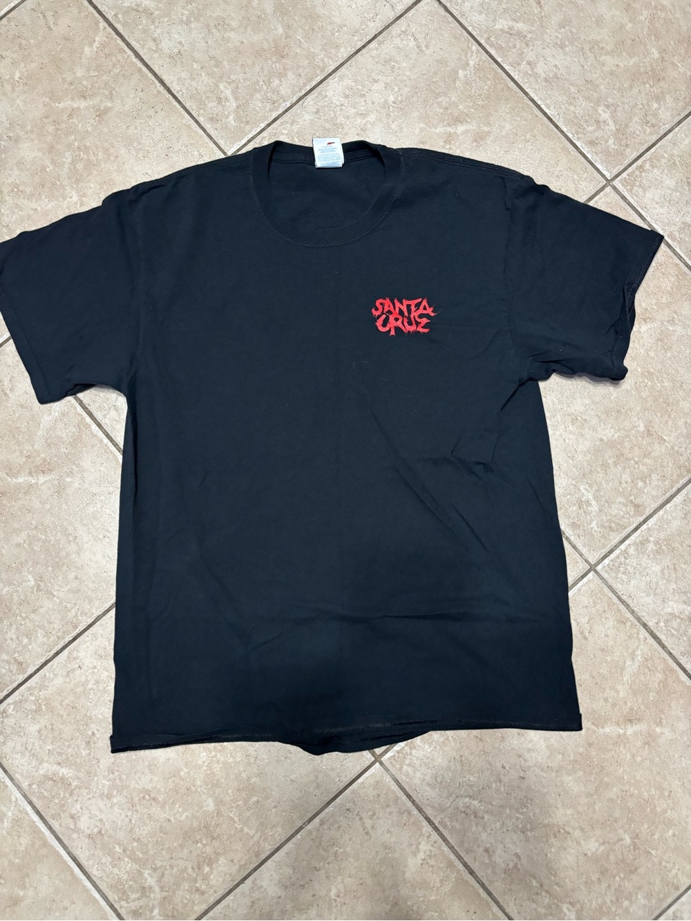 Santa Cruz Skateboards Black T-Shirt with Red Chest Logo